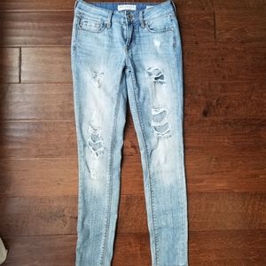 Bullhead Low Rise Distressed Skinny Jeans